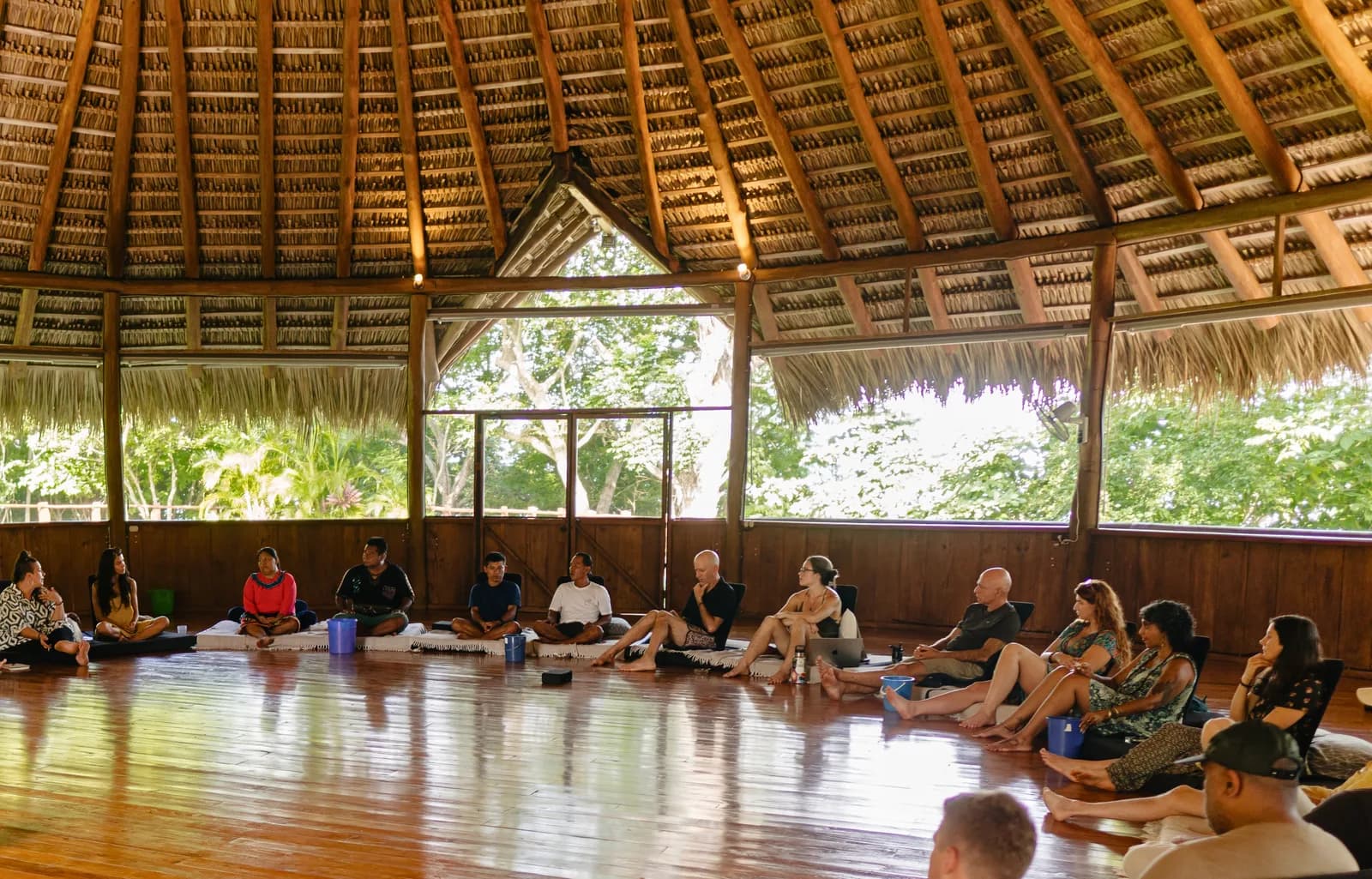 Guests sharing a moment together in the maloca